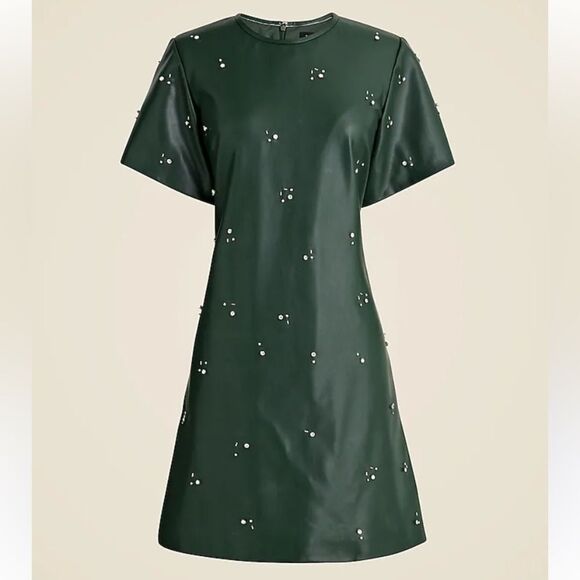 Elegant Green Faux Leather Dress - Picture 2 of 8